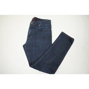 Isaia Cotton Blend Self Edge Twill Dark Wash Mens Blue Jeans Sz 50R EU BRAND NEW